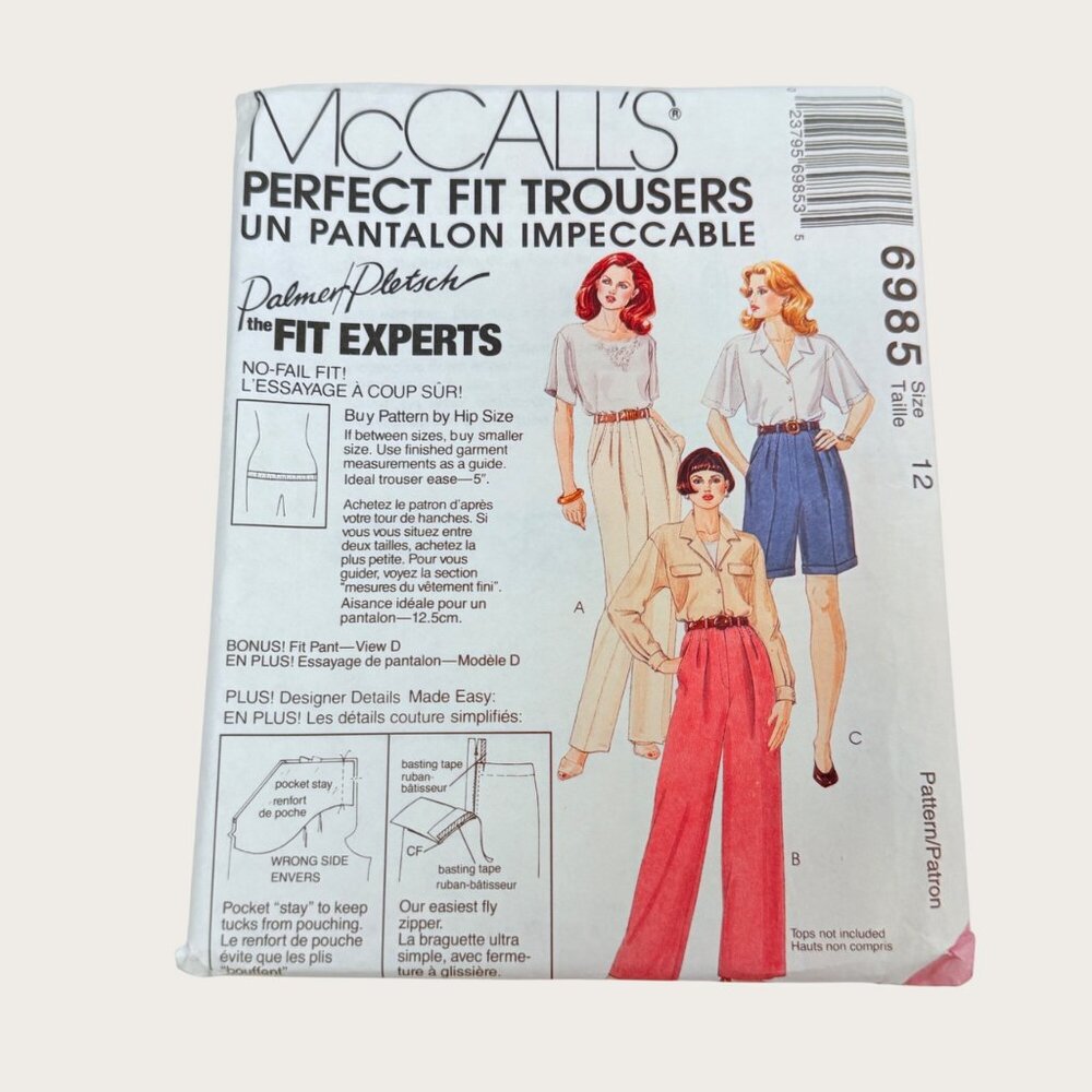 Vintage 1990s McCalls Sewing Pattern 6985 Misses Pants Shorts Size 12